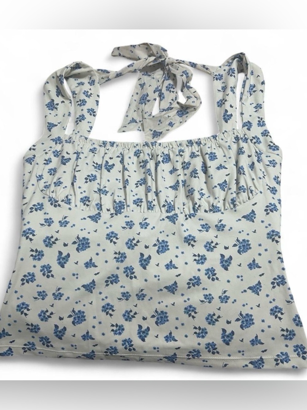 Blogilates x Target Bow Back Tank - Blue Floral (Size Medium)